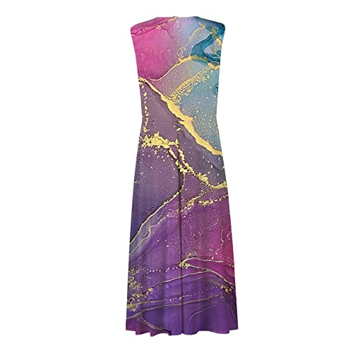 Dresses for Women 2024 Wrap V Neck Floral Print Sundresses Flowy Ruched Sleeveless Maxi Dress Elegant Boho Dress