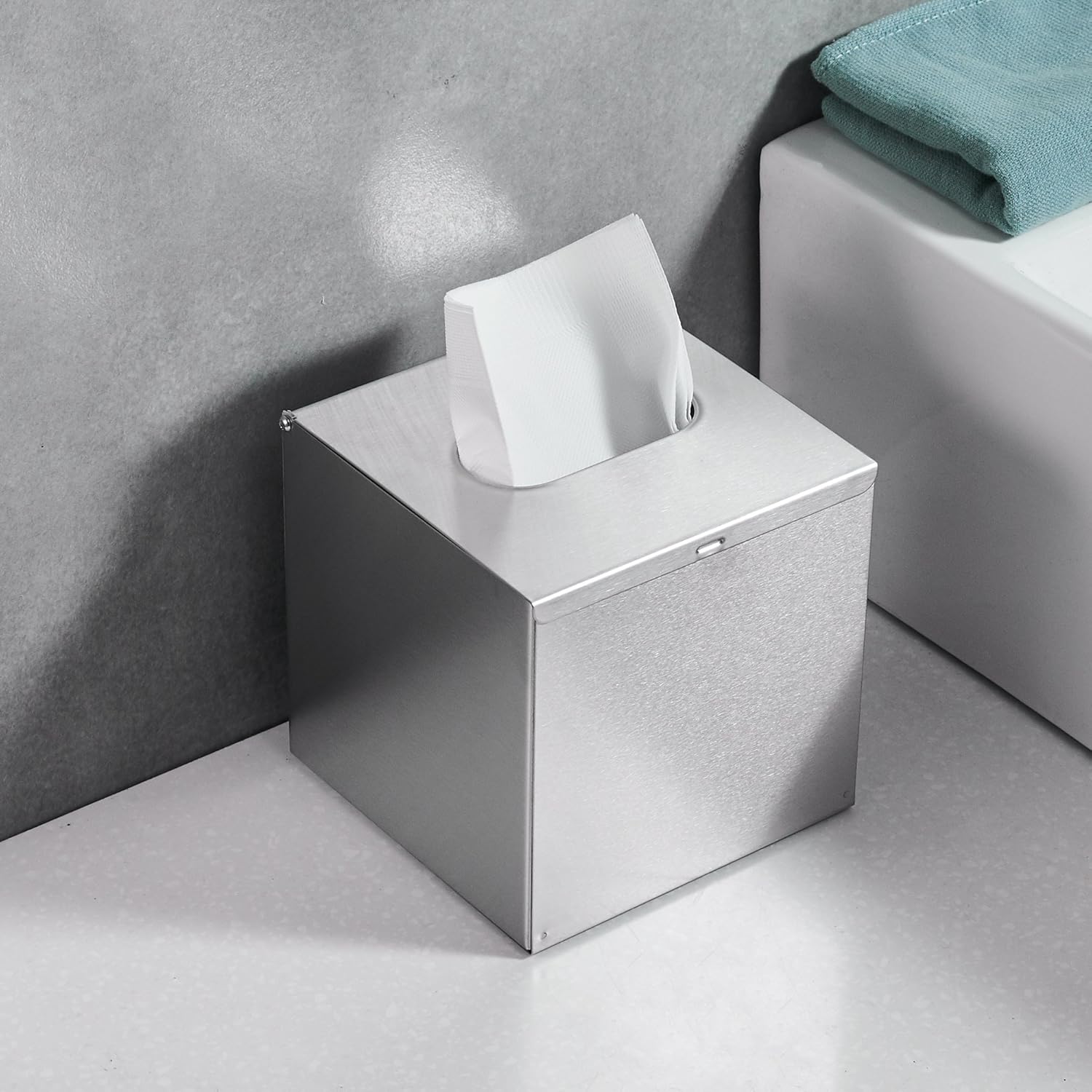 JunSun Square Tissue Box Cover Tissue Box Holder Napkin Holder Tissue Cube Box Decorative Holder For Bathroom Bedroom Office Dresser Nightstand Desk Tabletop 5