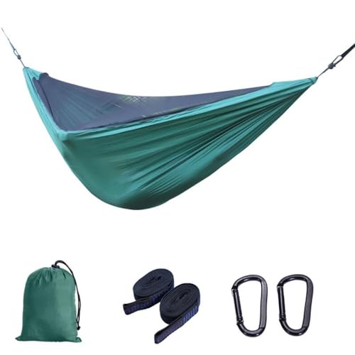 2Person Portable Outdoor Camping Hammock Lightweight Hanging Mosquito Net Hammocks Tree Straps Swing Outdoor Backyard (Black)