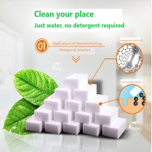 Magic Sponges Cleaning Eraser, 40 Pack Melamine Foam Cleaning Pads, Multi-Functional Household Cleaning Sponges for Kitchen, Bathroom, Bathtub, Sink, Furniture, Wall Cleaner (40), White