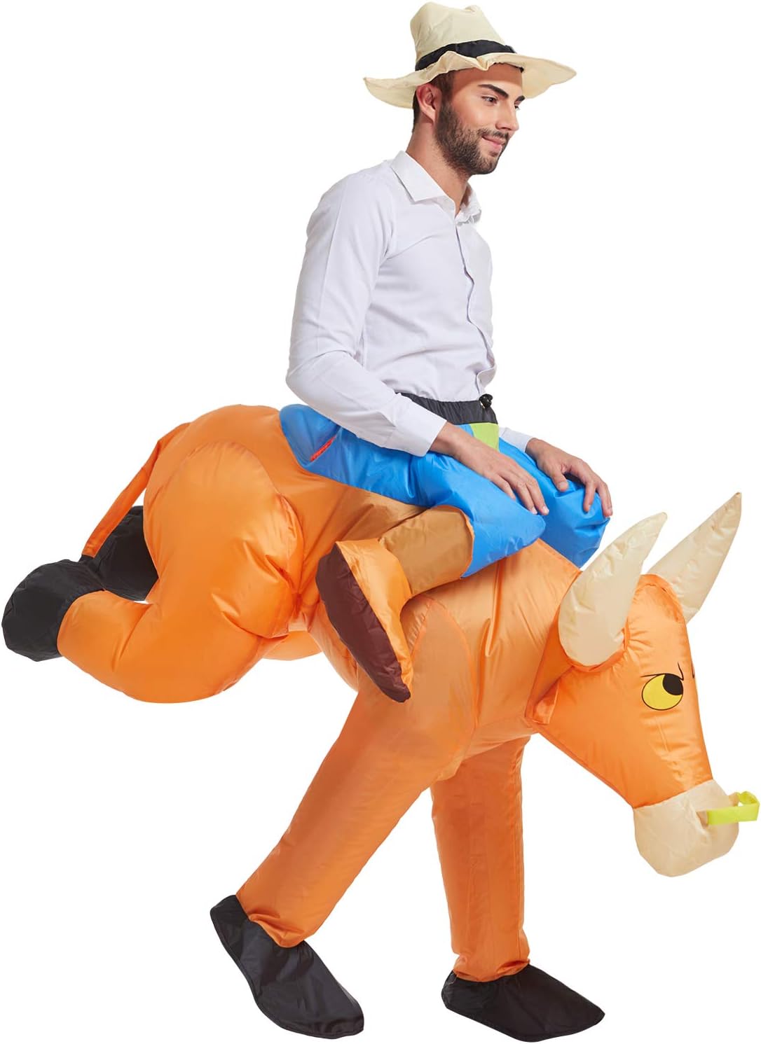 TOLOCO Inflatable Bull Costume for Adults Bull Inflatable Costumes Ride on Inflatable Halloween Costumes Blow up Costume Animal Cosplay Costumes