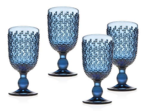 Godinger Double Old Fashioned Glasses, Beverage Glass, Glass Cup – Blue – Set of 4