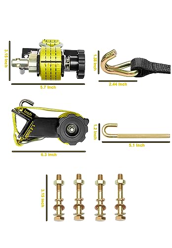 Ladder Rack Ratchet Straps with J-Hook (4 PCS), 1.4