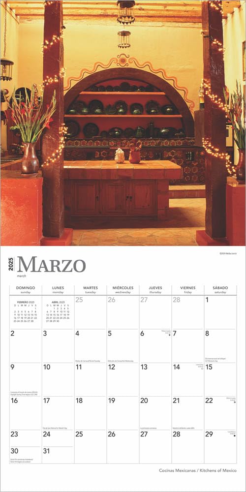 Cocinas Mexicanas | Kitchens of Mexico | 2025 12 x 24 Inch Monthly Square Wall Calendar | English/Spanish Bilingual | Plastic-Free | BrownTrout | Food Cuisine Cooking (Spanish and English Edition)
