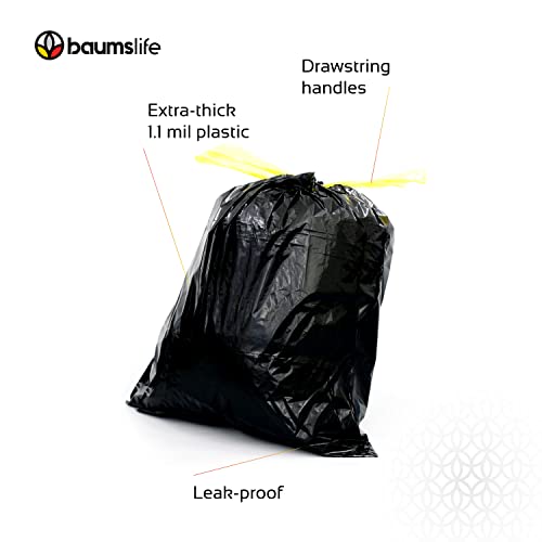 Tall, large and strong 39 gallons garbage bags. Drawstring Closure bag. Kitchen, yard, lawn & leaf, house and garage garbage. 50 Count. Bolsas de basura
