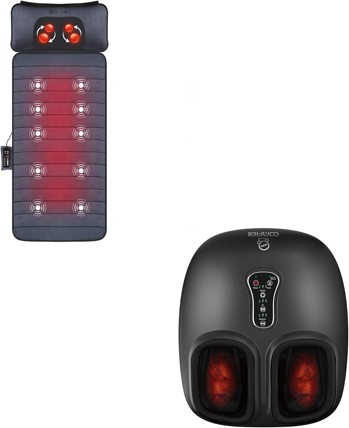 COMFIER Shiatsu Foot Massager with Heat, Vibration,Rolling Compression Feet Massager Machine for Plantar Fasciitis,Massage Mat, Full Body Heating Massage Pad