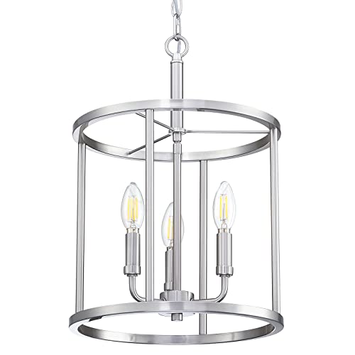 3-Light Hanging Lantern Pendant Light Fixture Oil Rubbed Bronze Finish Geometric Chandelier Adjustable Chain Metal Cage Pendant Lighting for Kitchen Island Dining Room Foyer