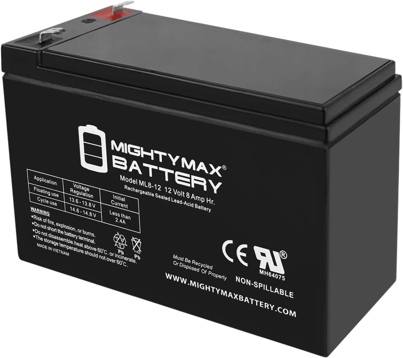 Mighty Max Battery ML8-12 - 12V 8AH Replacement Battery for APC Back-UPS ES BE725BB