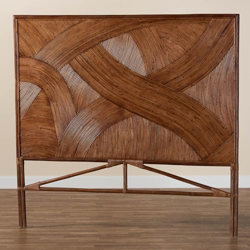 bali & pari Elettra Natural Rattan Standalone Headboard, Queen, Dark Brown