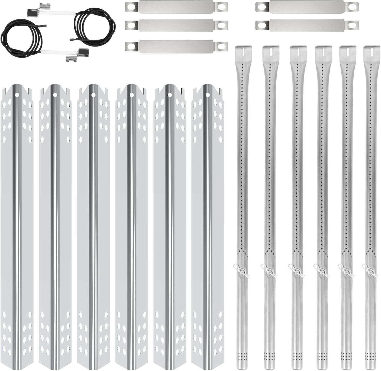 Stainless Steel Grill Part Kit for Charbroil Performance 6 Burner 463238218, 463244819, 463276517, 463276617 Liquid Propane Grills, Grill Burners, Heat Plates, Crossover Tube, Ignition