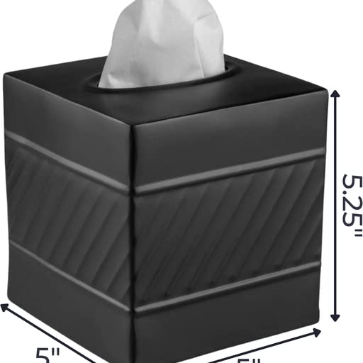 Monarch Abode 39327 Handcrafted Tissue Box Square Cover Dispenser, Wave Embossed, Metal Dresser Accessories for Office Bathroom Decor Vanity, Decorative Tissue Box, Nickel Chrome Finish