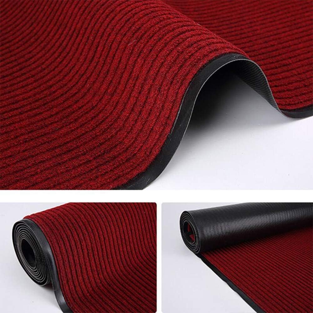 Commercial-Grade Entrance Mat 3x10Ft Indoor Outdoor Red Floor Mat Heavy Duty Rubber-Backed Striped Brush Step Entrance Mat for Hallway,Kitchen,Home,High Traffic Area