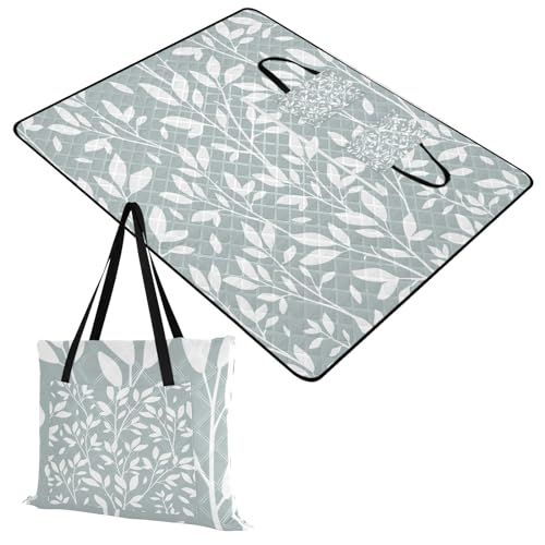 Leaves Branches Extra Large Picnic Outdoor Blanket, Foldable Beach Blanket Waterproof Sandproof Camping Mat for Family Travel Park Wet Grass Hiking Yoga, 60 x 80 Inch