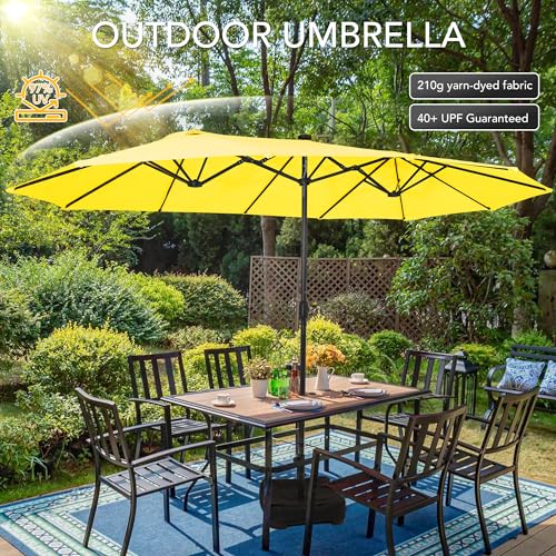 Sundale Outdoor 15ft Large Patio Umbrellas with Base Included and Umbrella Cover, Outdoor Double-Sided Umbrella for Poolside Garden