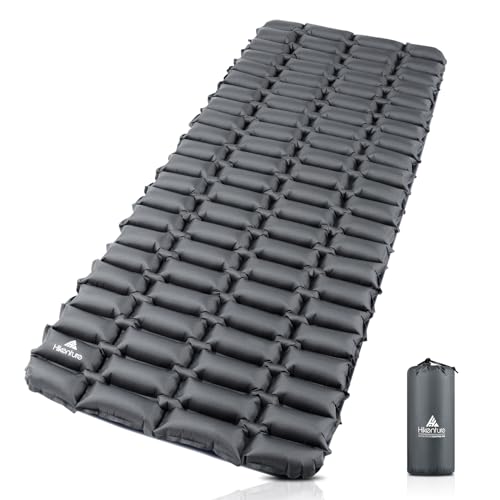 Hikenture Double Sleeping Pad,Ultralight Camping Mattress 2 Person,Backpacking Pad with Pump Sack,Inflatable Air Mat for Tent(1037-B2) (Grey, 72