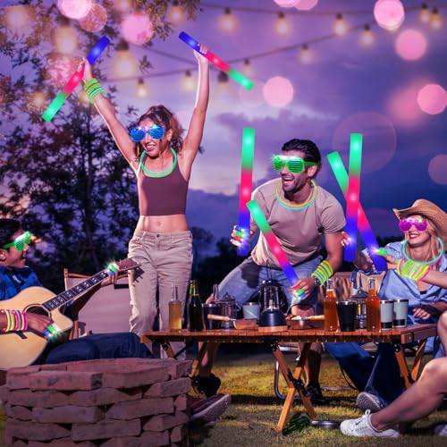 105 PCS LED Glasses, Light Up Glasses for Kids Adults, Neon Flashing Sunglasses Gifts Glow in the Dark Party Supplies for Wedding Birthday New Year Rave Carnival