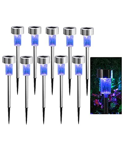 10PCS Purple Outdoor Steel Garden Solar Powered Landscape Light Lamp Yar Pathway Driveway Stake Lights