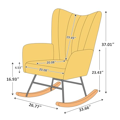 Rocking Chair Nursery, Boucle Glider Rocker with High Backrest, Modern Accent Armchair for Nursery, Living Room, Bedroom, Camel