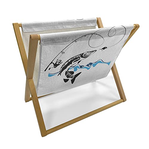 Ambesonne Fractal Magazine and Book Holder, Psychedelic Tentacles Converging into Flower Form Infinity Spinning Focus Design, Floor Rack Accent Living Room Office and School, 22