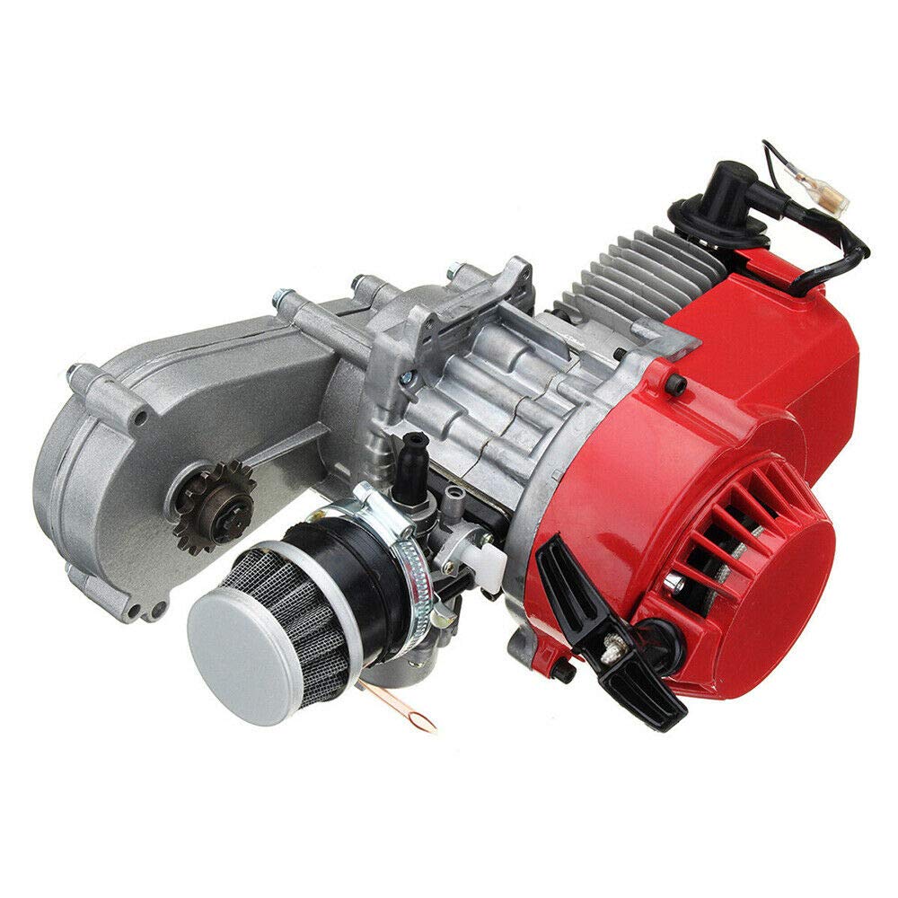 49CC Engine Motor, Single Cylinder 2-Stroke with T8F Sprocket Pull Start Complete Motor Engine for Pocket Bike Mini Dirt Bike ATV Scooter USA Stock