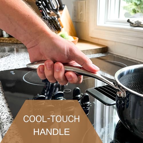 Cooksy 6.0 Quart Hexagon Surface Hybrid Stainless Steel Stock Pot with Lid