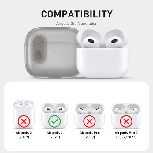Valkit Compatible Airpods 3rd Generation Case Clear with Cleaner Kit & Lock, Soft TPU Airpods 3 Transparent Case 2021 with Keychain Shockproof Protective Cover Case for Airpods 3rd Gen Charging Case