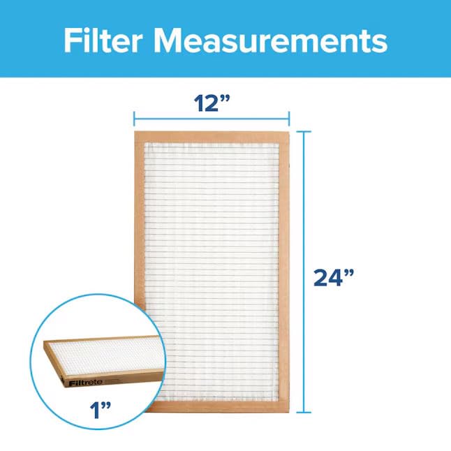 Filtrete 20x25x1 Air Filter, 3M MERV 5 HVAC AC Furnace Filter Replacement, 6-Pack (Actual Size 19.69x24.69x0.88 in)