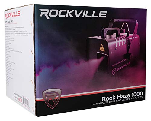 Rockville ROCKHAZE 1000 V2 CFM DMX Hazer Machine Water Based DJ/Club Haze+2 Remotes, Black