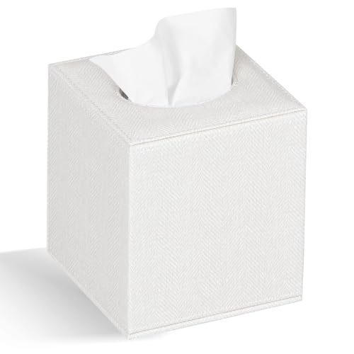 Tissue Box Cover Square Tissue Box Holder for Bathroom (Retro Brown)