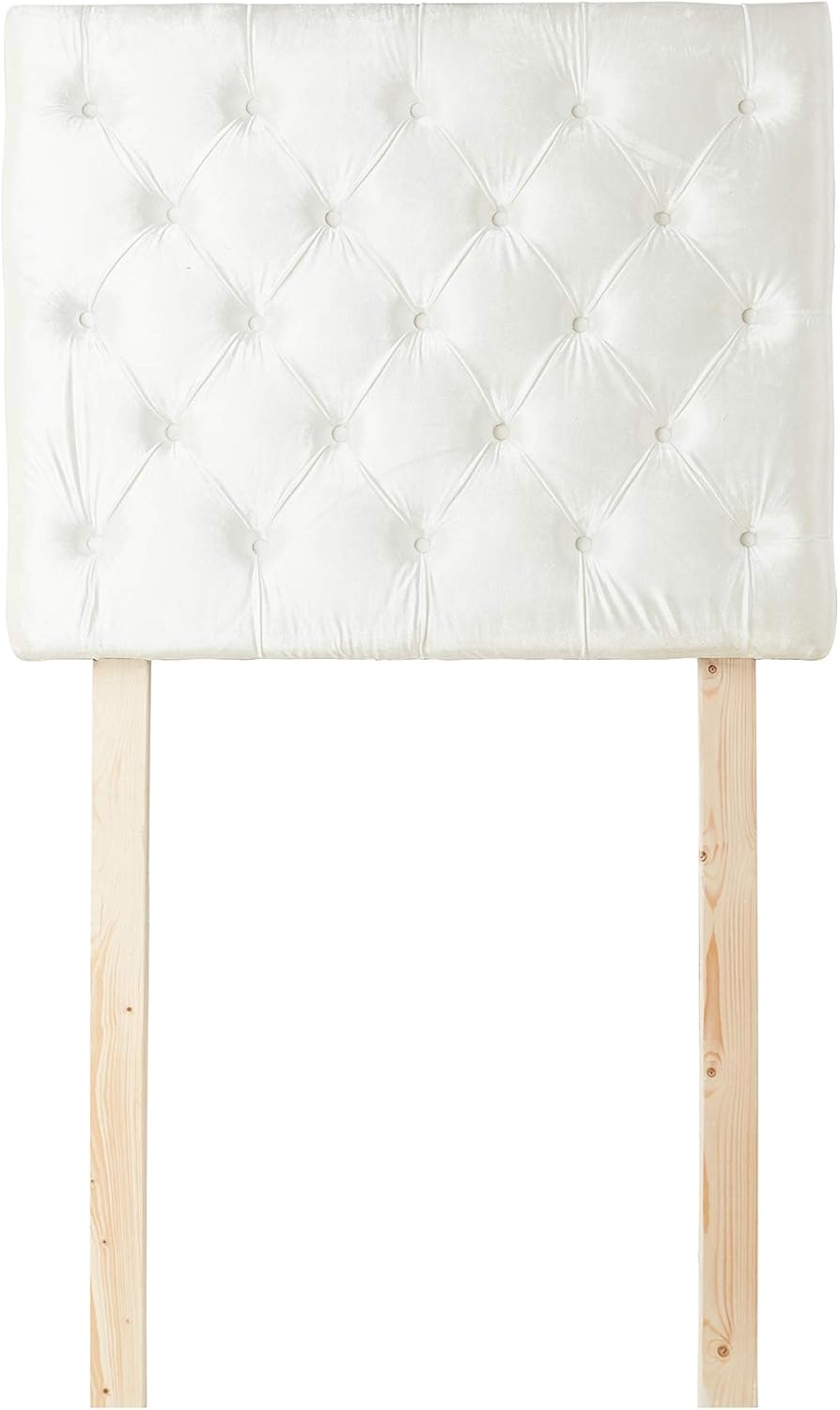 Tufted Velvet Plush College Dorm Headboard - White - with Legs