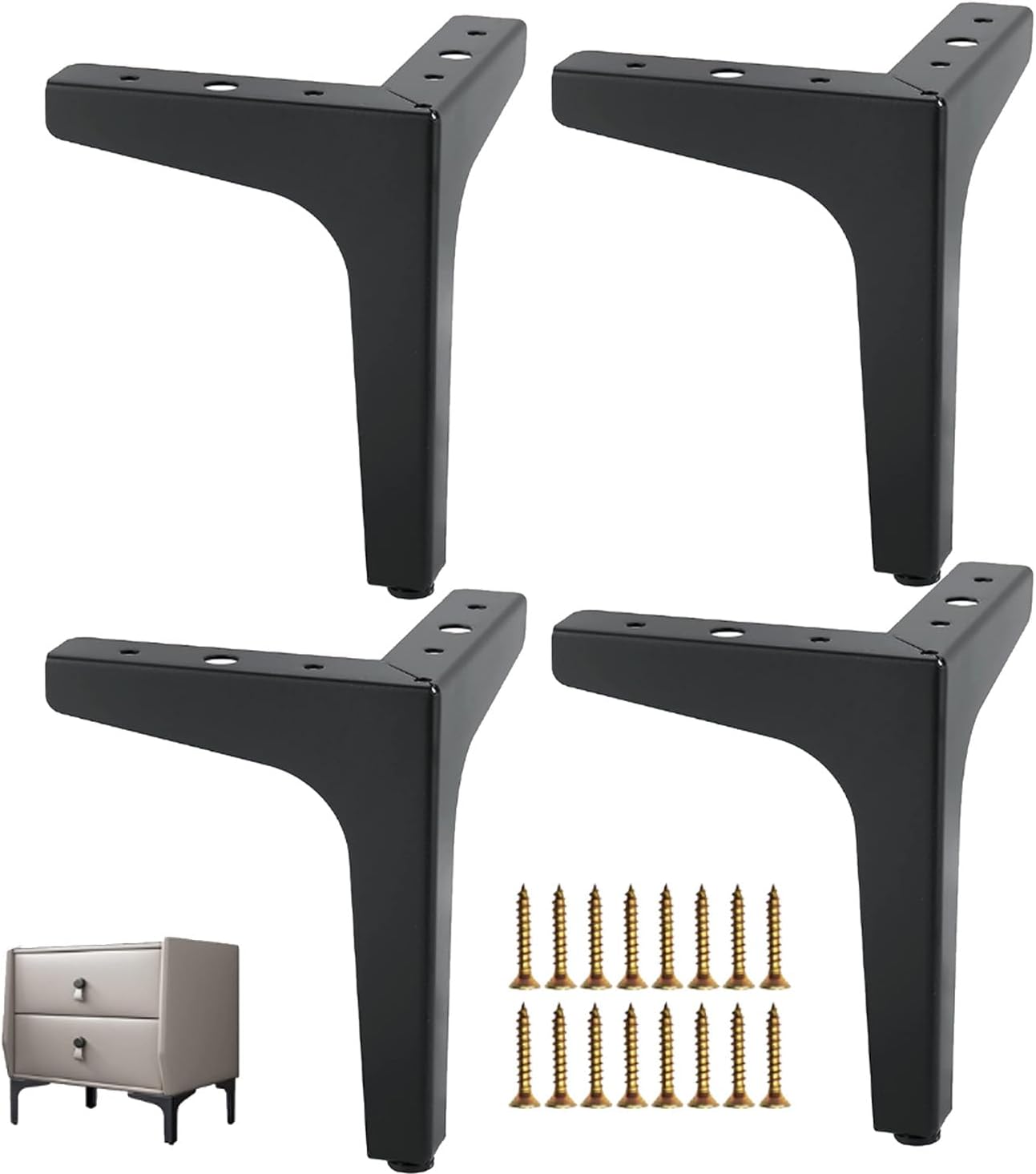 5 Inch Furniture Legs Modern Metal Cabinet Legs Set of 4, Furniture Feet Black Dresser Legs DIY Replacement Feet for Table Sofa Nightstand Chair Couch Ottoman Cabinet