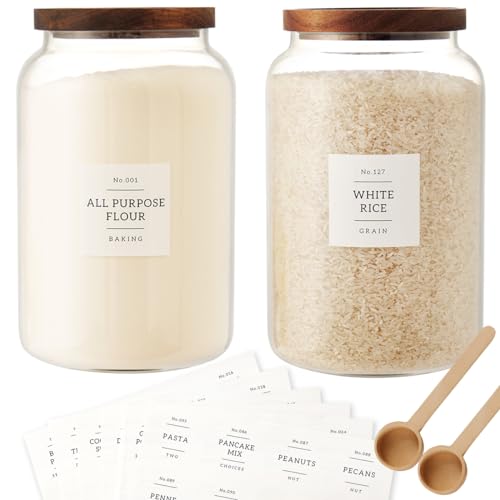 2 PCS Large Glass Jar with Airtight Lid, Glass Food Storage Jars for Tea,Spice,Cereal, Egg,Flour,Coffee and More(1 gallon/4000 ml)