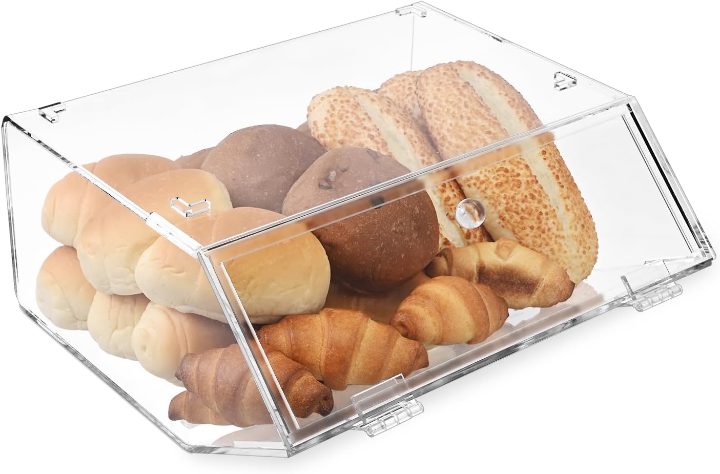 Ikee Design Acrylic Stackable Bakery Case Kitchen Pastry Container Display, Organizer Storage Holder Stand for Bagels, Bread and Muffins with A Hinged, Slanted Door, 11.75