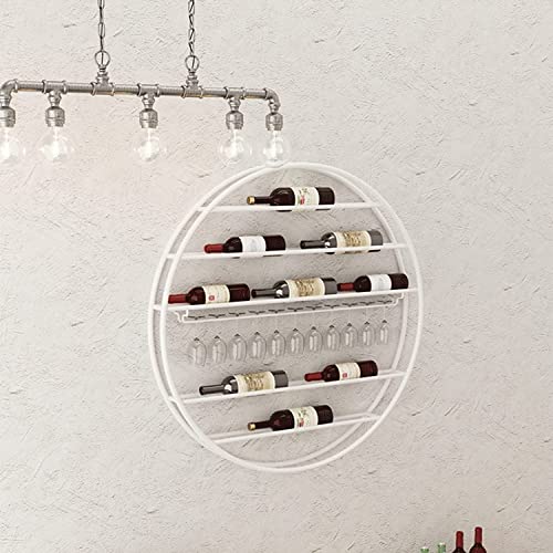 White Wine Rack,Round Wine Bottle Holder,Wall Mounted Wine Glass Storage Rack Metal,Floating Wine Shelf Organizer for Bars,Restaurants,Kitchens The New Fashionable