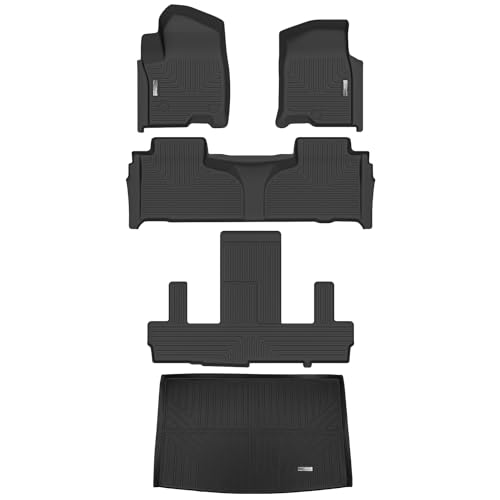 Floor Mats for 2021 2022 2023 2024 Chevrolet Chevy Suburban/GMC Yukon XL(Only Yukon XL)/Cadillac Escalade 2nd Row Bucket Seats,TPE All Weather Car Rubber Floor Liners Full Set Black