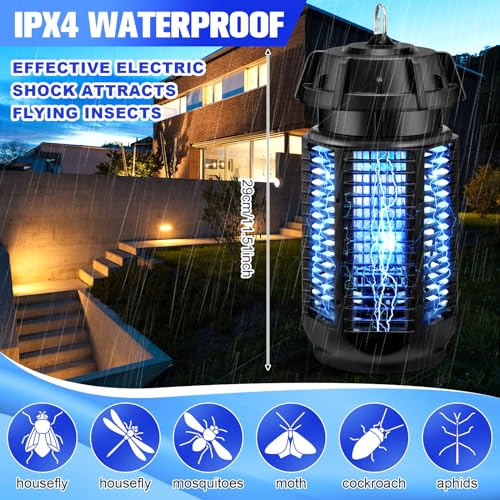 2 Pack Solar Mosquito Zapper Bug Zapper Outdoor Indoor 2500v 3 in 1 Rechargeable Electric Mosquito Killer Ip46 Waterproof Insect Fly Trap Plug in with RGB Light and Reading Lamp for Patio Garden