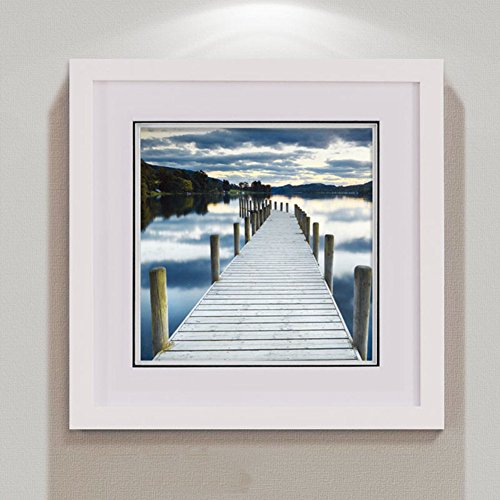 Wangs Mediterranean living room wall decoration painting the background of modern minimalist sofas IKEA seascape framed landscape paintings in Northern Europe-C 40x40cm(16x16inch)