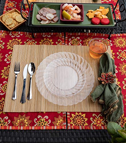 Perfect Settings 50 Piece (25 Sets) Premium Clear Plastic Plates 10 Inch Dinner / 7 Inch Salad Heavy Duty Elegant Disposable Dinnerware Plates (Clear Flared Wavy Edge)