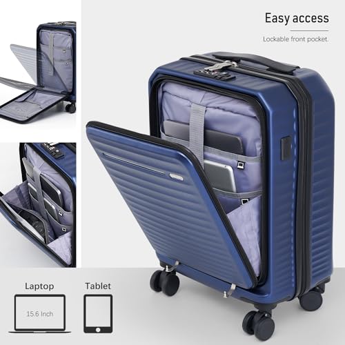 Coolife Luggage Suitcase Piece Carry On Hardside ABS+PC Luggage Spinner Trolley TSA Lock USB Port Pocket Compartment