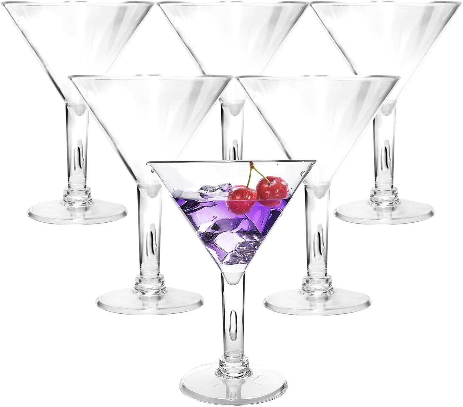 6PC Acrylic Martini Glasses, 7oz Plastic Martini Glasses Made of Shatterproof Plastic,Unbreakable and Perfect for Poolside, Outdoors, Camping, and More Use, Reusable Cocktail Glasses, Crystal Clear