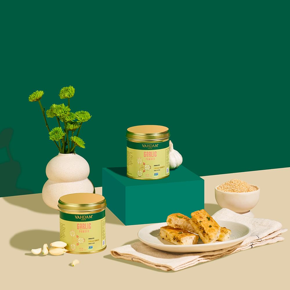 VAHDAM, Garlic Granules (2.47oz) 100% Raw Granulated Garlic (Allium Sativum) from India | Non GMO, Gluten Free, Dried Garlic | Aromatic & Pungent | Direct from Source