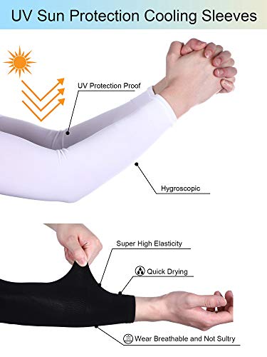 Boao 8 Pairs Unisex Ice Silk Arm Sleeve Sun Protection Cooling Sleeves for Men Women Kid Tattoo Cover Up Riding Outdoor