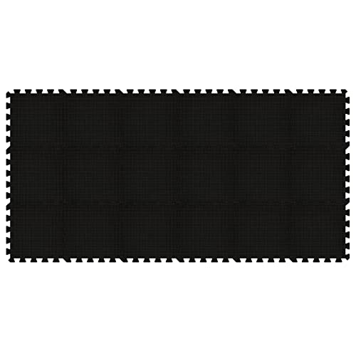 Yostrong® 18 Tiles Interlocking Puzzle Foam Baby Play Mat with Straight Edges for Playing - EVA Babies Crawling Mat | Rubber Floor Work Out Mats for Home Gym. Black. YOC-Db18S18