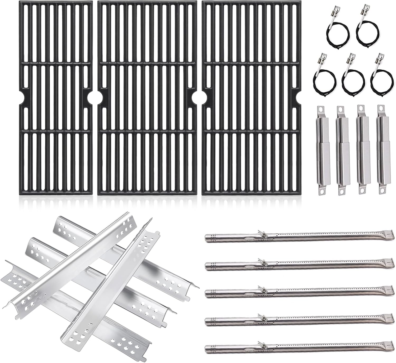 Criditpid Grill Replacement Parts for Charbroil Performance 5 Burner 463342119, 463347519, 463347518, 463276517, 463244819, 463276617, 463243518, Char-Broil Grill Grates, Heat Plates, Burner, Igniters