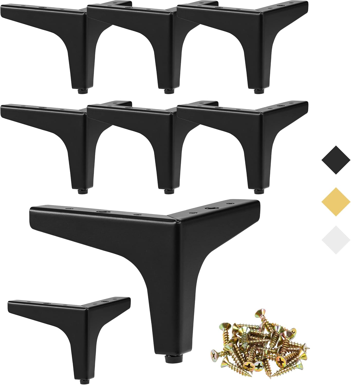 Metal Furniture Legs 4 Inch, Legs for Furniture Set of 8, Triangle Furniture Feet Heavy Duty Couch Legs Replacement Black for Sofa, Dresser, Cabinet