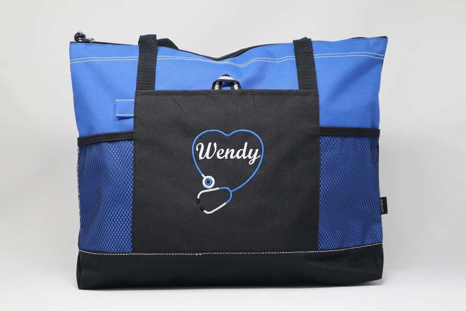 Personalized Nurse, CNA, RN, LPN Embroidered Tote Bag with Mesh Pockets