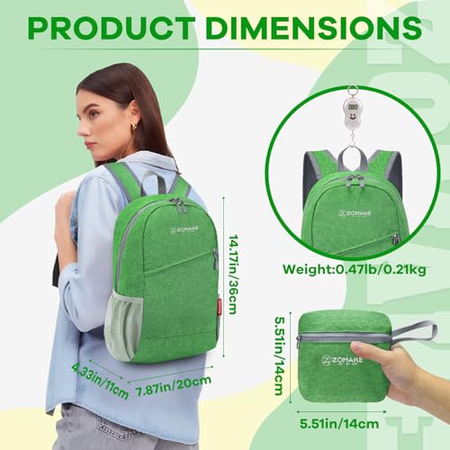 ZOMAKE Ultra Lightweight Packable Backpack 10L - Small Daypack Light Foldable Backpack Water-Resistant Backpack for Hiking(Black)