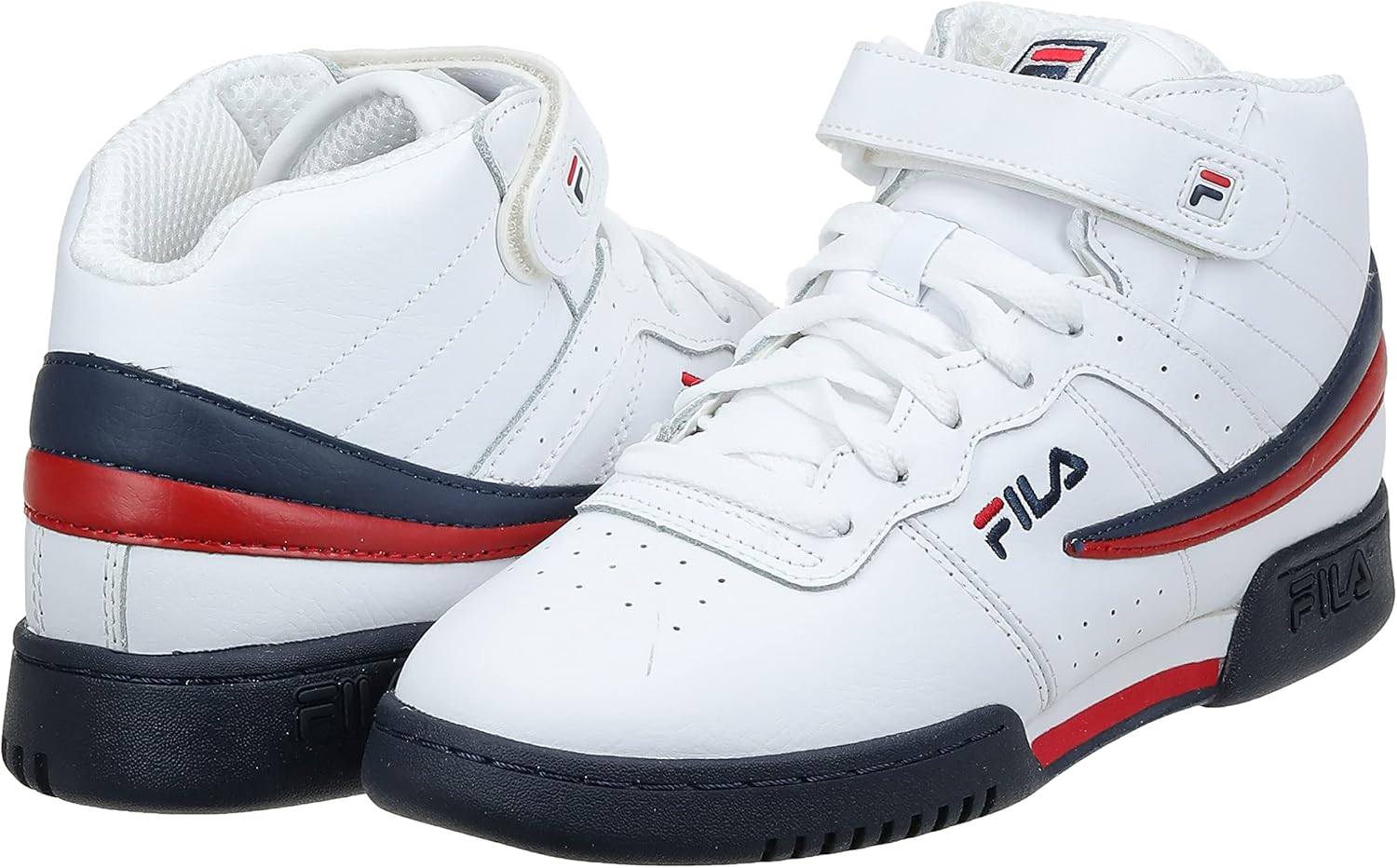 Fila Men's f-13v lea/syn Fashion Sneaker, White/Navy/Red, 10 M US