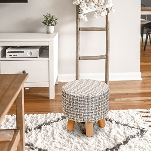 H&B Luxuries Fabric Round Padded Ottoman Foot Rest Stool