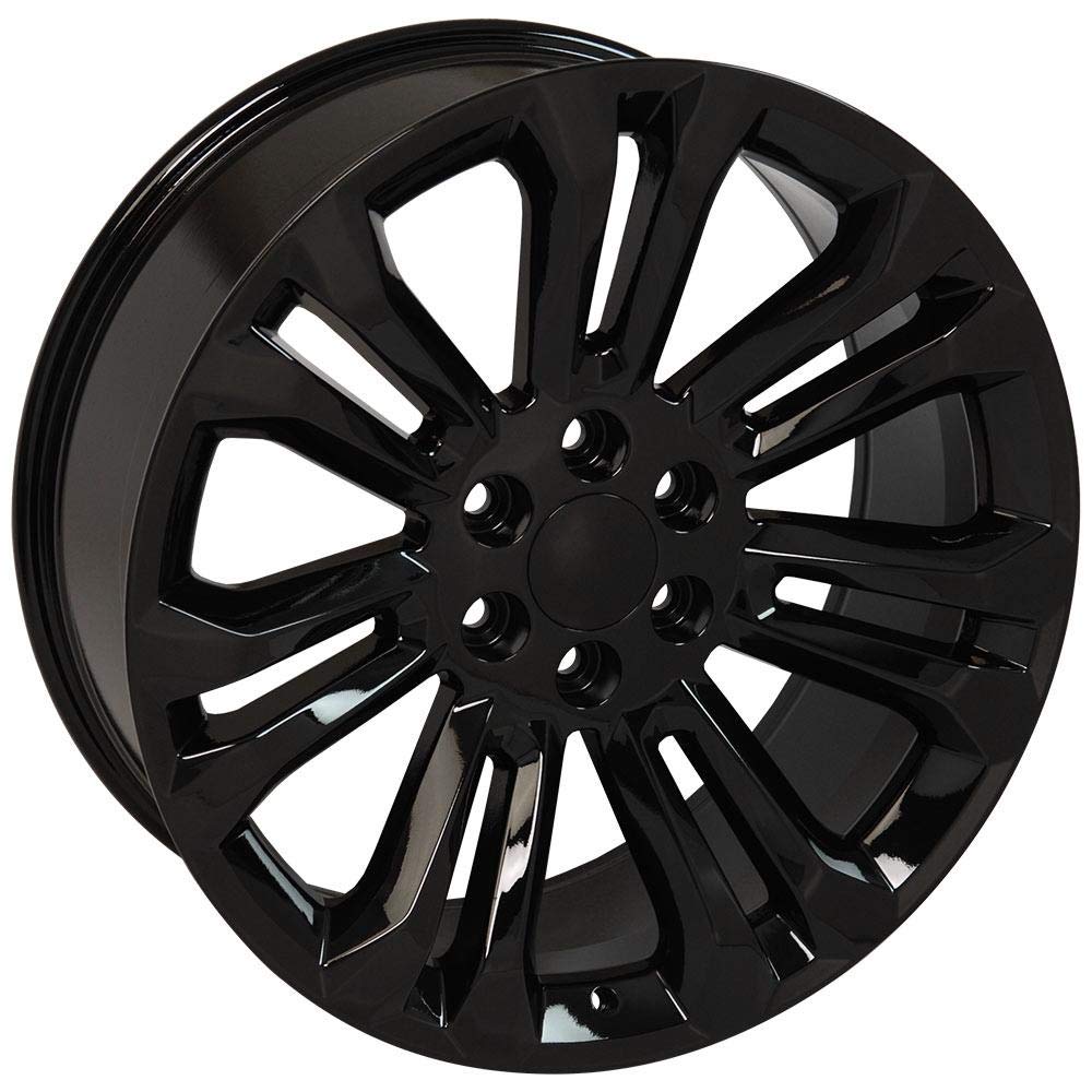 OE Wheels LLC 22 inch Rims Fit pre-2019 Silverado Sierra pre-2021 Tahoe Suburban Yukon Escalade CV43 Gloss Black 22x9 Rim Hollander 5666